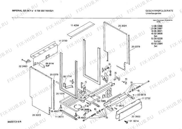 Схема №5 0730302709 GS24/1S с изображением Панель для посудомойки Bosch 00118332