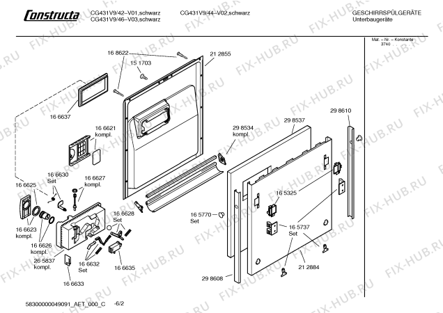Схема №6 CG432V9 с изображением Инструкция по эксплуатации для посудомоечной машины Bosch 00583611