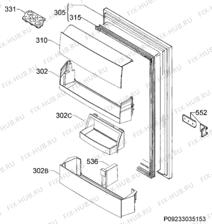 Взрыв-схема холодильника Rex Electrolux FI1501 - Схема узла Door 003