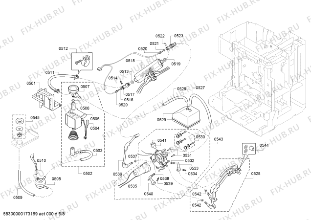 Взрыв-схема кофеварки (кофемашины) Bosch TCC78K751C - Схема узла 05