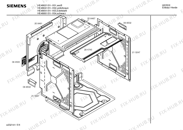 Взрыв-схема плиты (духовки) Siemens HE48041 - Схема узла 04