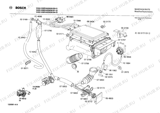 Взрыв-схема стиральной машины Bosch WMV452626 V4526 - Схема узла 04