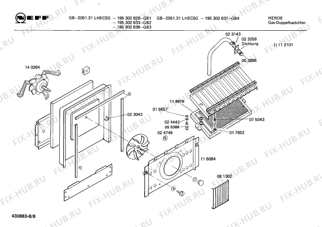 Взрыв-схема плиты (духовки) Neff 195302633 GB-2051.31LHECSG - Схема узла 08