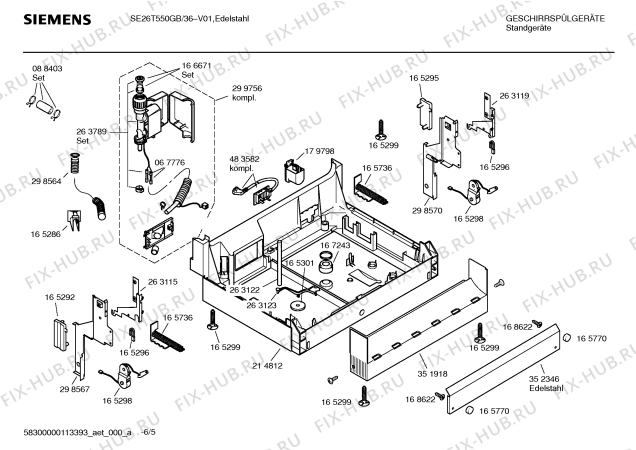 Схема №5 SE26T550GB с изображением Инструкция по эксплуатации для посудомоечной машины Siemens 00590406