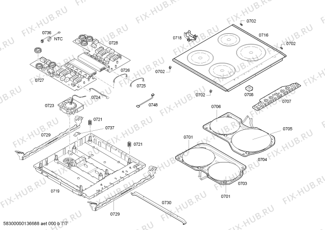 Взрыв-схема плиты (духовки) Siemens HL658500X - Схема узла 07