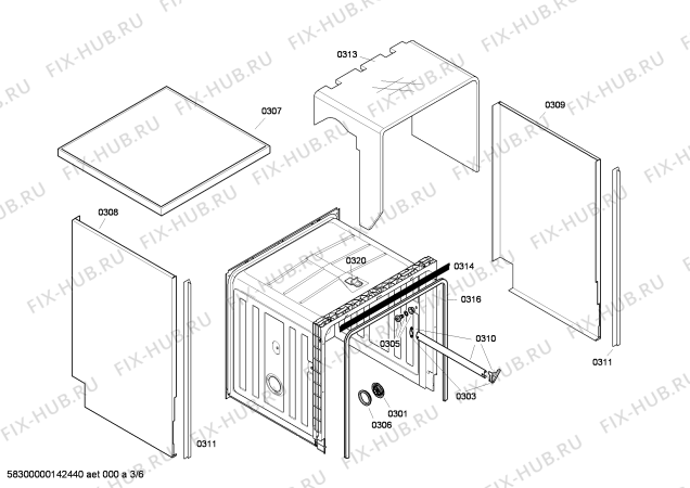 Взрыв-схема посудомоечной машины Bosch SGS44T12GB - Схема узла 03