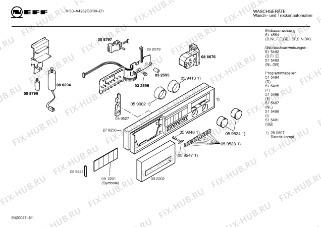 Схема №6 V4280G0GB GB5062.11I с изображением Ручка для стиральной машины Bosch 00092202