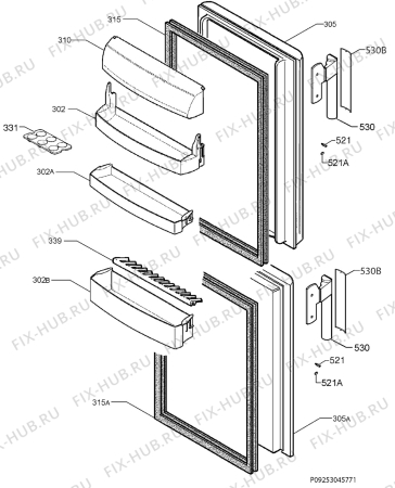 Взрыв-схема холодильника Aeg Electrolux S53609CSS0 - Схема узла Door 003