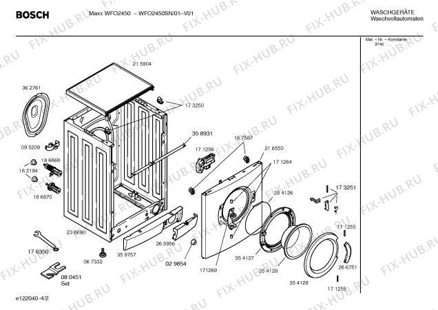 Схема №4 WFO2450SN Maxx WFO 2450 с изображением Таблица программ для стиралки Bosch 00580257