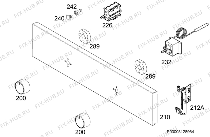 Взрыв-схема плиты (духовки) Zanussi ZZB30401XK - Схема узла Command panel 037