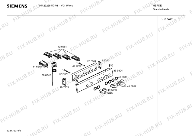 Взрыв-схема плиты (духовки) Siemens HS23228SC - Схема узла 05