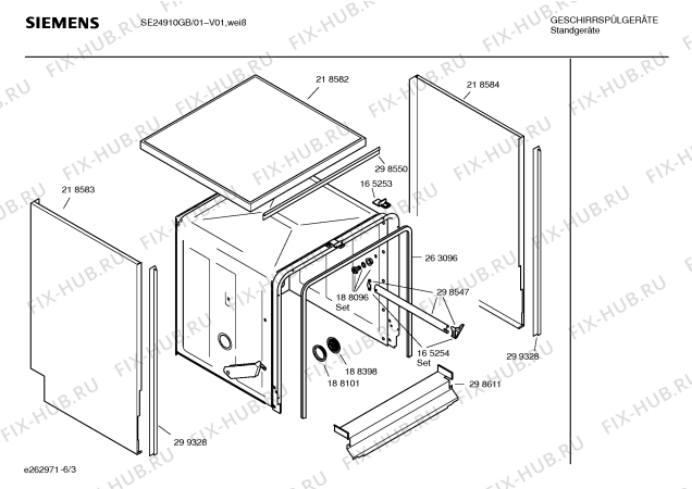 Схема №4 SE24910GB с изображением Инструкция по эксплуатации для посудомоечной машины Siemens 00580991