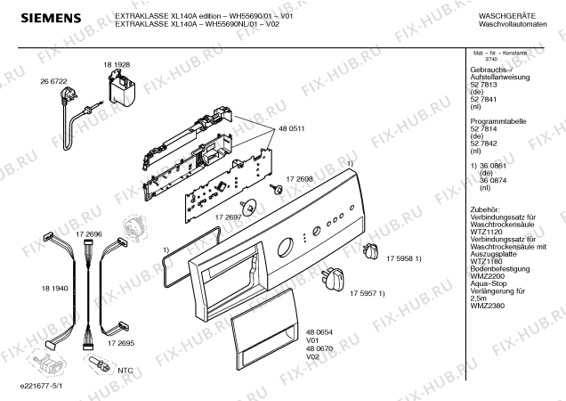 Схема №3 WH55690NL EXTRAKLASSE XL140A с изображением Панель управления для стиральной машины Siemens 00360874