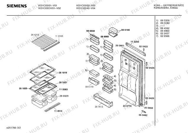 Взрыв-схема холодильника Siemens KI31C03CH - Схема узла 02
