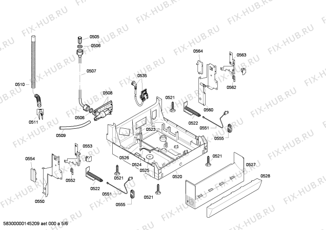 Схема №6 SRS45E46GB с изображением Передняя панель для посудомойки Bosch 00700094