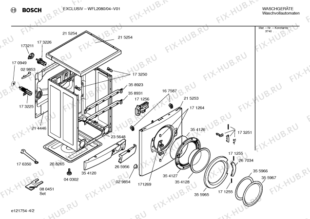 Схема №3 WFL2080 EXKLUSIV с изображением Таблица программ для стиралки Bosch 00524118