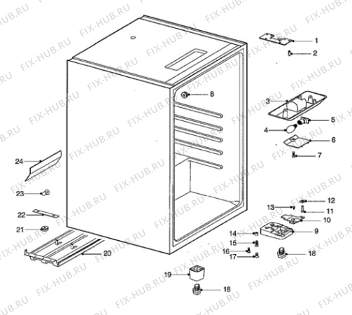 Взрыв-схема холодильника Electrolux RF410G - Схема узла Cabinet + furniture (extra)