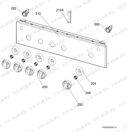 Взрыв-схема плиты (духовки) Zanussi ZCG660GW - Схема узла Command panel 037