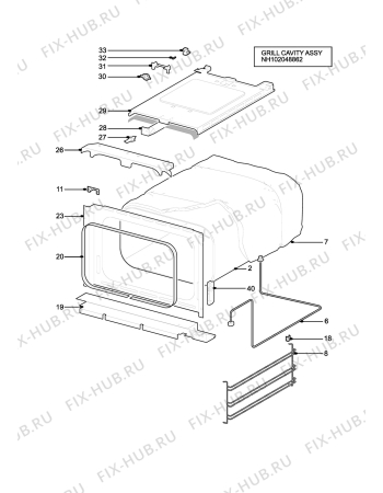 Взрыв-схема плиты (духовки) Electrolux EDB872WL - Схема узла H10 Grill cavity assy