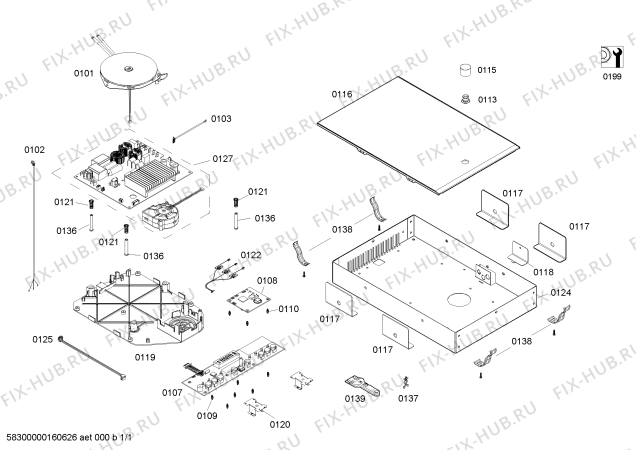 Схема №1 EH75K266TI с изображением Модуль управления для плиты (духовки) Siemens 00624757