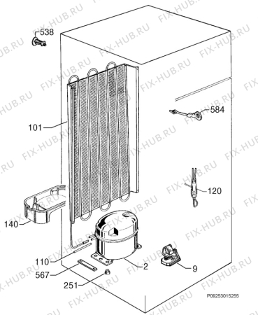 Взрыв-схема холодильника Rex Electrolux RD23S - Схема узла Cooling system 017