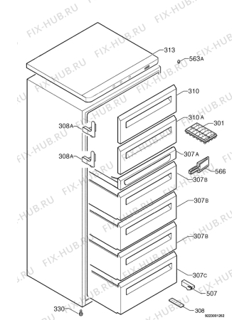 Взрыв-схема холодильника Electrolux EU2120C - Схема узла Housing 001