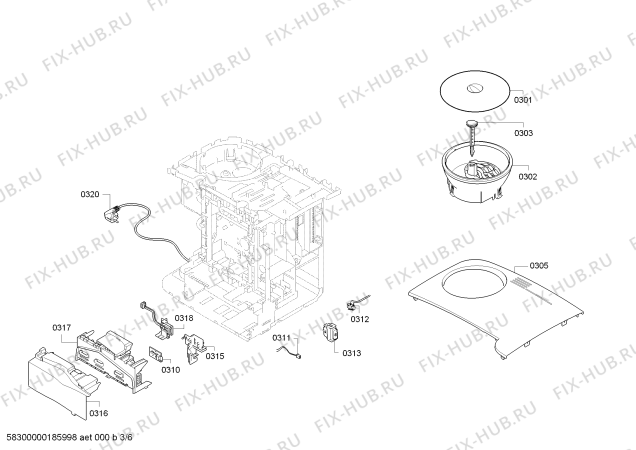 Взрыв-схема кофеварки (кофемашины) Siemens TE617503DE EQ.6 series 700 - Схема узла 03