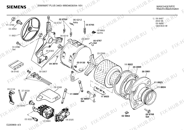 Схема №3 WM34630 SIWAMAT PLUS 3463 с изображением Ручка для стиралки Siemens 00094299