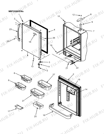 Схема №1 KRBC 9010/l LH с изображением Полка для холодильной камеры Whirlpool 481246238299