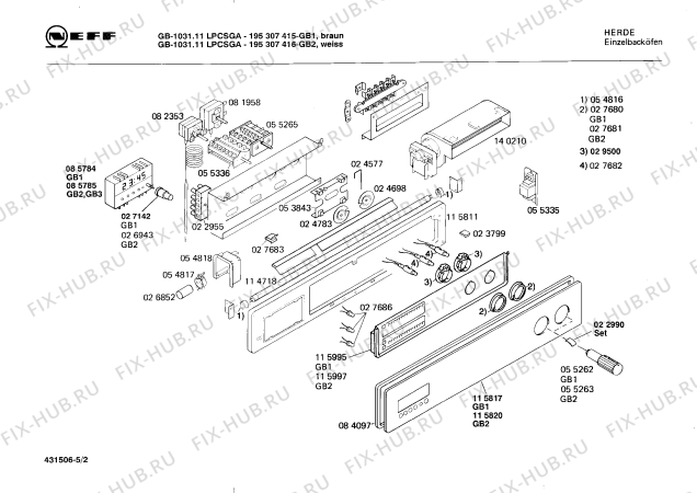 Схема №5 B1172G0 JOKER 460 A CLOU с изображением Панель управления для электропечи Bosch 00115817