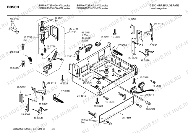 Схема №6 SGU46A92SK с изображением Инструкция по установке/монтажу для посудомойки Bosch 00584530