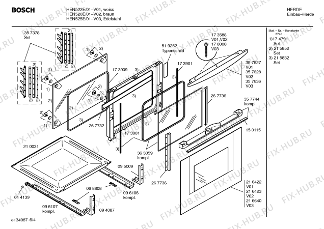 Схема №4 HEN522E Bosch с изображением Инструкция по эксплуатации для электропечи Bosch 00529560