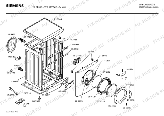 Схема №3 WXLM0650TH Siemens XLM 650 с изображением Инструкция по установке и эксплуатации для стиралки Siemens 00581908