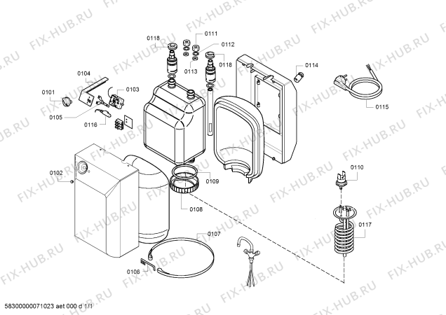 Схема №1 07/8040 ACK5U с изображением Накопительный бойлер для ветродува Bosch 00438029