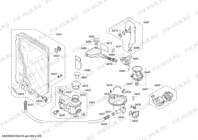 Взрыв-схема посудомоечной машины Neff S52M68X6EU - Схема узла 04