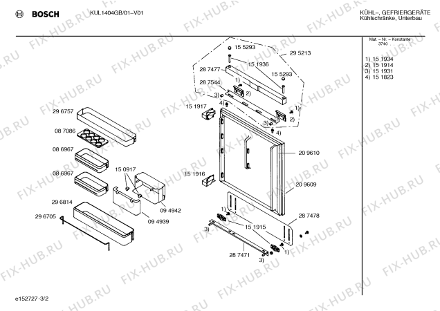 Взрыв-схема холодильника Bosch KUL1404GB - Схема узла 02