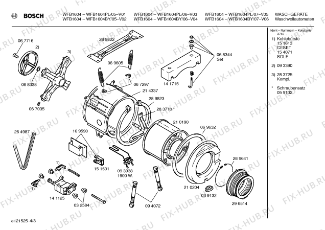 Схема №4 WFB1604PL WFB1604 с изображением Панель управления для стиралки Bosch 00351386