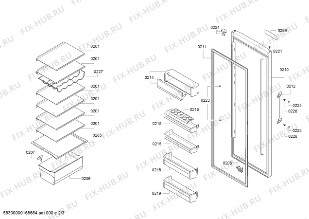 Схема №2 KSV36VL40 с изображением Инструкция по эксплуатации для холодильника Bosch 00730939