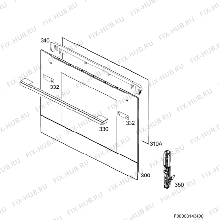 Взрыв-схема плиты (духовки) Aeg BEK431111M - Схема узла Door