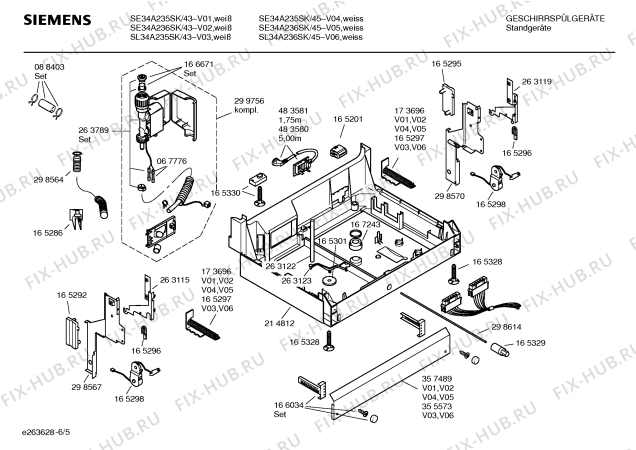 Схема №5 SHU43A52SK с изображением Краткая инструкция для электропосудомоечной машины Bosch 00586650