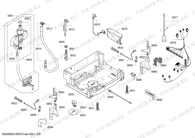 Взрыв-схема посудомоечной машины Bosch SBV69U30EU, Active Water ECO² - Схема узла 05