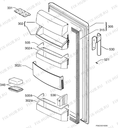 Взрыв-схема холодильника Aeg Electrolux S70390KA8 - Схема узла Door 003