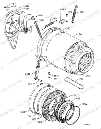 Взрыв-схема стиральной машины Electrolux EW942S - Схема узла Drum