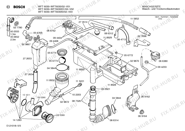 Схема №5 WFT6030DC WFT6030 с изображением Вставка для ручки для стиральной машины Bosch 00094520