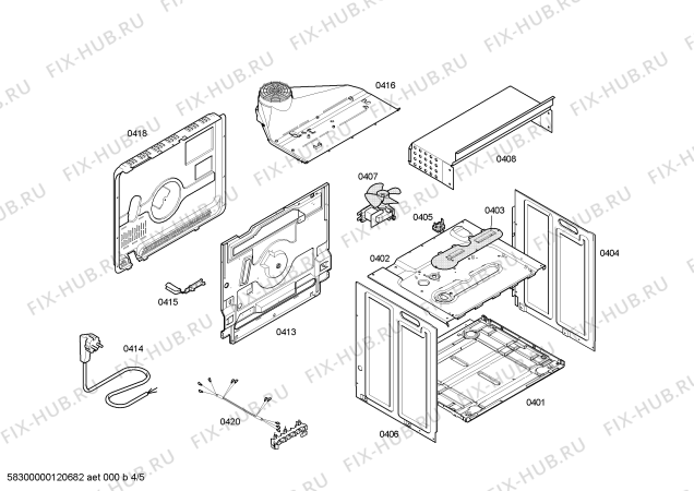 Взрыв-схема плиты (духовки) Bosch HBN42S521E Horno bosch ind.mltf_basc.blanc.reloj et - Схема узла 04