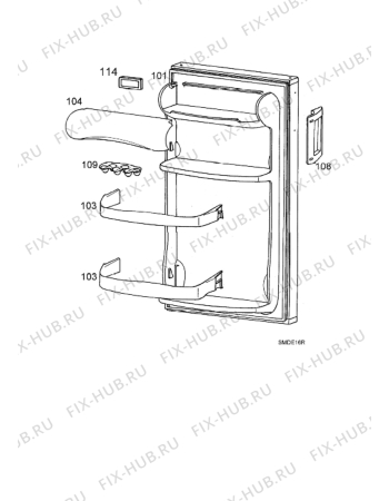 Взрыв-схема холодильника Zanussi ZC194R - Схема узла Door 003