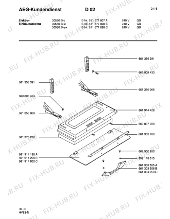 Взрыв-схема плиты (духовки) Aeg COMP. 30580B-D GB - Схема узла Section3