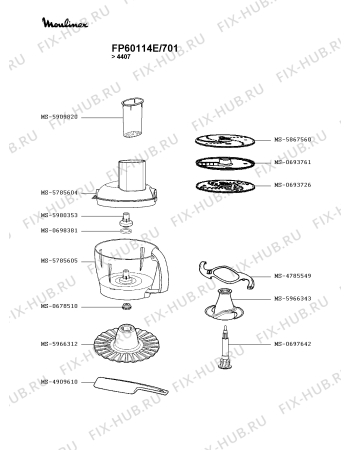 Взрыв-схема кухонного комбайна Moulinex FP60114E/701 - Схема узла WP003333.2P2