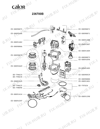 Взрыв-схема кофеварки (кофемашины) Calor 236700B - Схема узла 236700BF.R_2