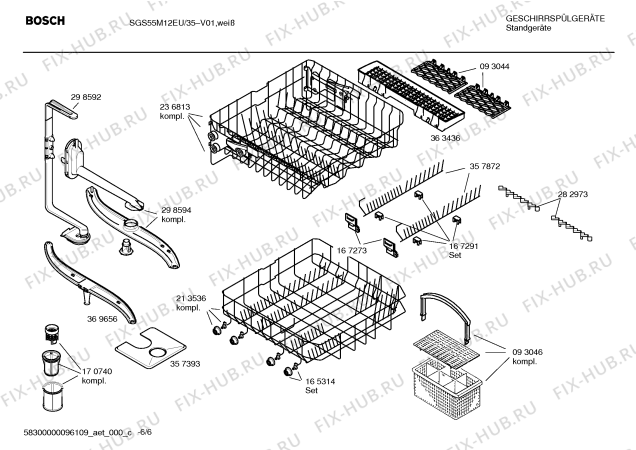 Взрыв-схема посудомоечной машины Bosch SGS55M12EU - Схема узла 06
